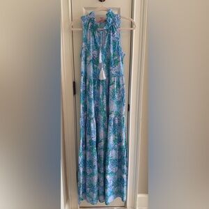 Lilly Pulitzer Blue and Green Maxi Dress